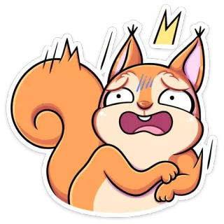 😩 esquilo, desenho animado, rei, coroa, medo, choque telegram sticker