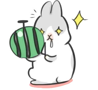 🍉 królik, arbuz, słodki, kawaii, zwierzę, naklejka, kreskówka, iskierka telegram sticker