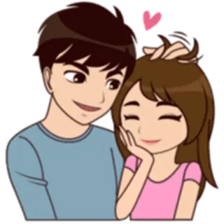 ☺️ amour, couple, romance, coeur, dessin animé, mignon telegram sticker