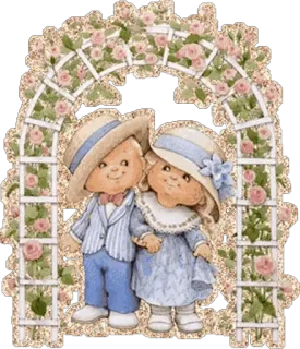 ❤️ couple, mariage, enfants, roses, floral, vintage telegram sticker