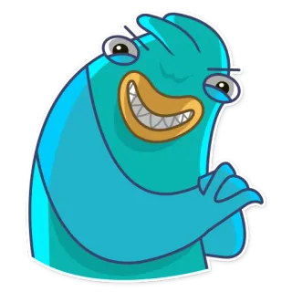 😼 만화, 캐릭터, 웃긴, 웃음, 청록색, 생물, 이상한 telegram sticker