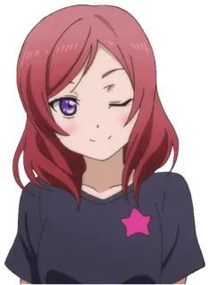 😉 Maki Nishikino Love Live! อนิเมะ, ผู้หญิง, ขยิบตา, ผมแดง, น่ารัก, มังงะ telegram sticker