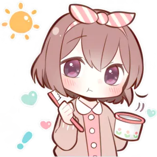 🪥 ぶう 애니메이션, 귀여운, 칫솔, 아침, 졸린 telegram sticker