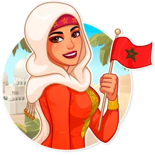 🇲🇦 mujer, marroquí, bandera, cultura, Marruecos, Norte de África, árabe whatsapp sticker