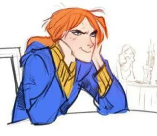 😈 cartoon, schets, man, zittend, tafel telegram sticker