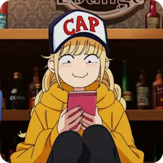🙂 CAP Anime, Fille, Casquette, Drôle, Sweat à capuche, Téléphone whatsapp sticker