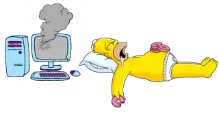 😊 Homer Simpson The Simpsons cartoon, simpsons, donut, computer, sleeping whatsapp sticker