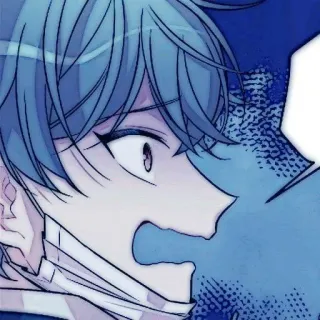 🤖 anime, manga, blauw haar, verbaasd, uitdrukking, portret telegram sticker