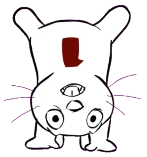 🃏 卡通, 白色, 动物, 可爱, 倒立 whatsapp sticker