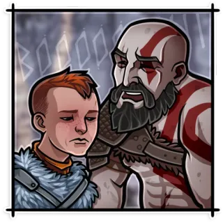 😩 Kratos God of War god of war, kratos, atreus, videospiel, vater, sohn telegram sticker