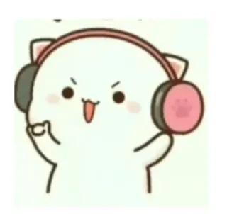🎧 cat, headphones, cute, animal, pink, cartoon whatsapp sticker