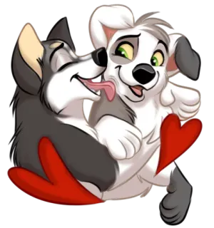 😋 cães, amor, carinho, desenho animado, animais, corações, filhotes telegram sticker