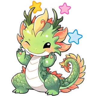 😉 Drache, süß, kawaii, Sterne, Fantasy, Tier telegram sticker