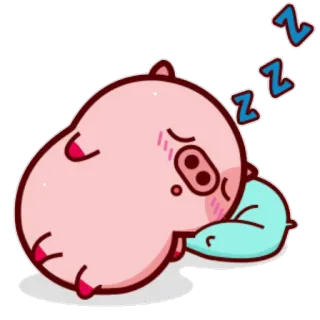 😴 cochon, dormir, mignon, dessin animé, animal, zzz, oreiller whatsapp sticker