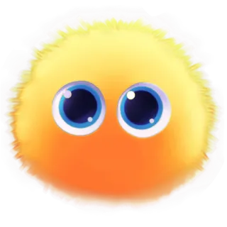 💛 Dibujo animado, Mancha, Amarillo, Ojos, Lindo, Esponjoso, Personaje, Arte digital telegram sticker