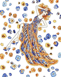 💐 Frau, Kleid, Blumen, Mode, Model, Kunstwerk telegram sticker