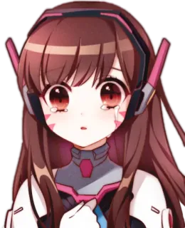 😢 D.Va Overwatch D.Va, Overwatch, menangis, sedih, karakter video game telegram sticker