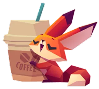 🍭 Coffee zorro, animal, café, bebida, lindo, kawaii, dibujos animados whatsapp sticker