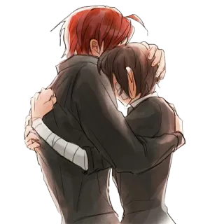 ✨ Anime, Abrazo, Amistad, Triste, Emocional, Dibujos animados, Empatía telegram sticker