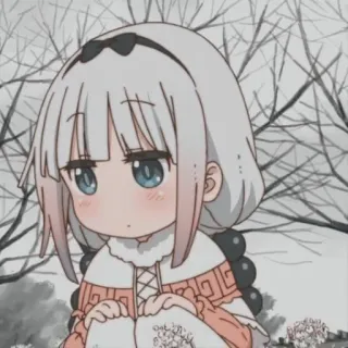 🍬 Kanna Kamui Miss Kobayashi's Dragon Maid 애니메이션, 칸나 카무이, 드래곤 메이드, 귀여운, 만화, 겨울, 카와이 whatsapp sticker