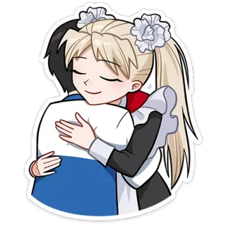 🤗 anime, hug, couple, love, cartoon, characters telegram sticker