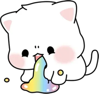 💬 gatto, vomito, arcobaleno, malato, kawaii, carino, animale, adesivo telegram sticker