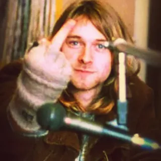🗣 Kurt Cobain 科特·柯本, 竖中指, 音乐, 摇滚, 音乐家 telegram sticker