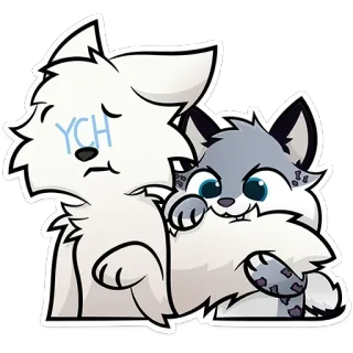 😁 YCH wolf, vos, dieren, schattig, cartoon, chibi telegram sticker