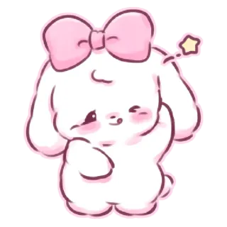 💕 귀여운, 카와이, 강아지, 만화, 분홍색, 리본, 별 telegram sticker