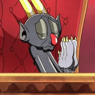 👍 The Devil Cuphead Dessin animé, Démon, Méchant, Cuphead, Le diable whatsapp sticker