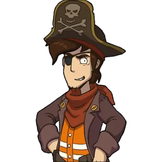 🤠 pirate, cartoon, character, eye patch, skull, crossbones telegram sticker