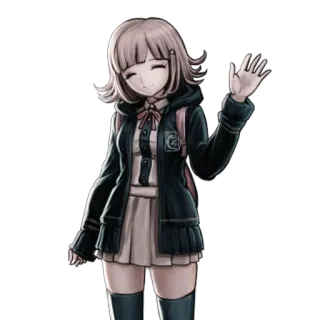 🤚 Chiaki Nanami Danganronpa anime, video game, character, cute, waving telegram sticker