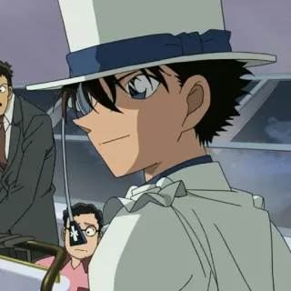 🎩 Kaito Kid Detective Conan anime, detective, mystery, thief, top hat, monocle telegram sticker