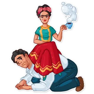 ☕ Frida Kahlo Фрида Кало, Диего Ривера, искусство, Мексика, художник, живопись telegram sticker