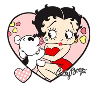 ❤ Betty Boop 만화, 개, 하트, 클래식, 애니메이션 telegram sticker