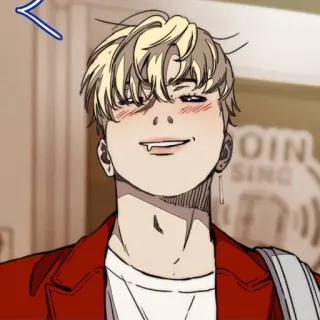 🌟 anime, personaggio, sorridente, arrossendo, giacca rossa telegram sticker