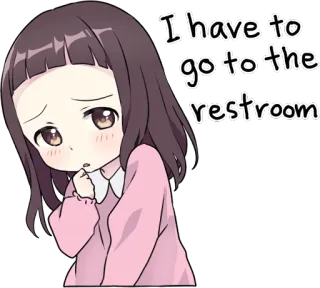 😖 I have to go to the restroom Anime, Garota, Banheiro, Casa de banho, Fofo, Urgente telegram sticker