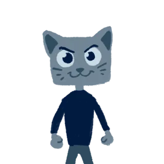🙂 кот, мультфильм, персонаж, животное, квадрат, цифровое искусство telegram sticker
