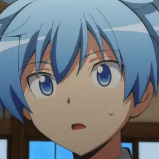 😯 Nagisa Shiota Assassination Classroom anime, character, blue hair, Nagisa Shiota telegram sticker