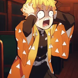 🔥 Zenitsu Agatsuma Demon Slayer Anime, Manga, Demon Slayer, Zenitsu, effrayé, pleure telegram sticker