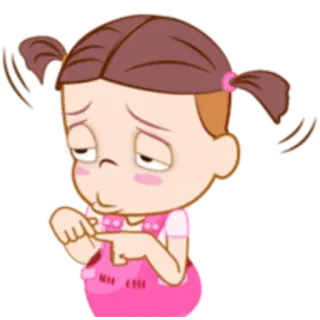 🙁 Dibujos animados, Chica, Coletas, Gesto obsceno, Enfadada whatsapp sticker