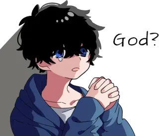🙏 God? Anime, Chico, Llorando, Pregunta, Dios, Oración whatsapp sticker
