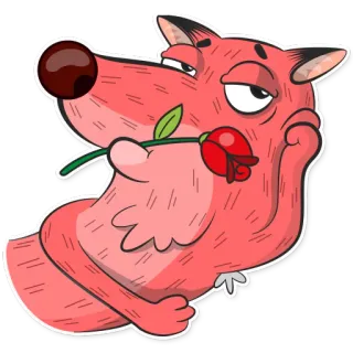 😏 Cartoon, Tier, Hund, Rose, Romantisch, Liebe, Blume telegram sticker