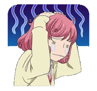 😣 アニメ, 泣く, 困る, 心配, キャラクター, 悲しい, 不機嫌, かわいい telegram sticker