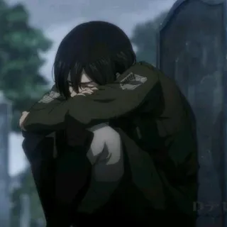 🧣 Mikasa Ackerman Attack on Titan Anime, Soldat, Triste, Militaire, Personnage, L'Attaque des Titans, Mikasa telegram sticker