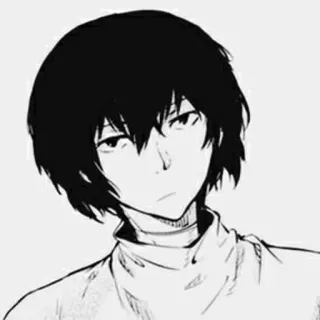 🥚 Anime, Mangá, Retrato, Preto e branco, Rosto telegram sticker