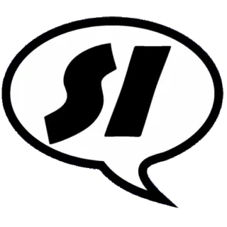 👍 SI testo, fumetto, monocromatico, logo telegram sticker