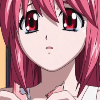 🗝 anime, ragazza, capelli rosa, occhi rossi telegram sticker