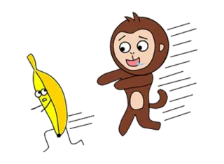 🏃 aap, banaan, cartoon, dier, grappig, humor telegram sticker