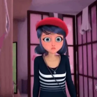 🗼 Marinette Dupain-Cheng Miraculous: Tales of Ladybug & Cat Noir dessin animé, fille, béret, animé, Marinette, Miraculous Ladybug whatsapp sticker